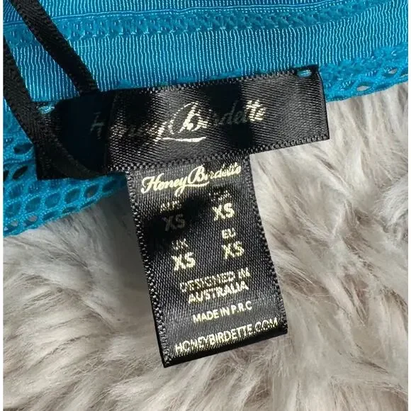 Honey Birdette JASMIN🩵 Blue Turquoise & Gold Backless Brief XS - Picture 4 of 4